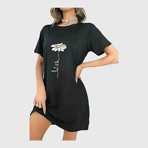 Women's Casual Daisy-print Nightdress, NWOT - Picture 3 of 4